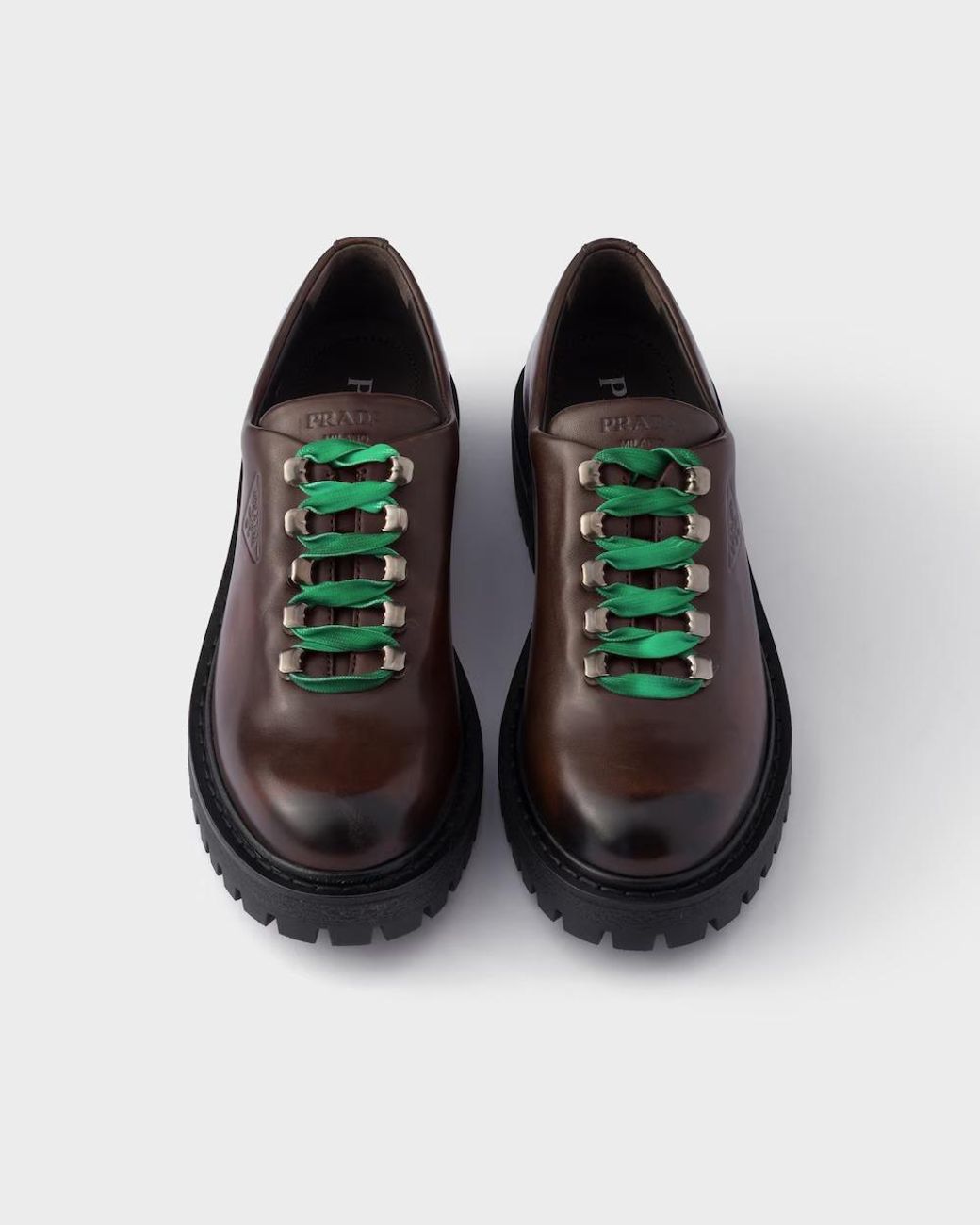 Prada Brown Leather Lace-Up Shoes