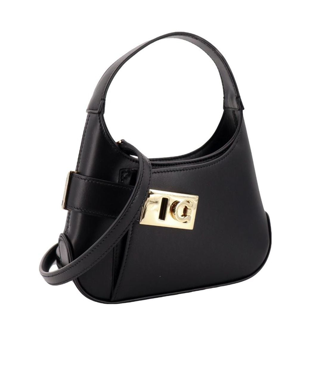 Ferragamo Black Ferragamo Logo Plaque Gancini Buckled Hobo Bag