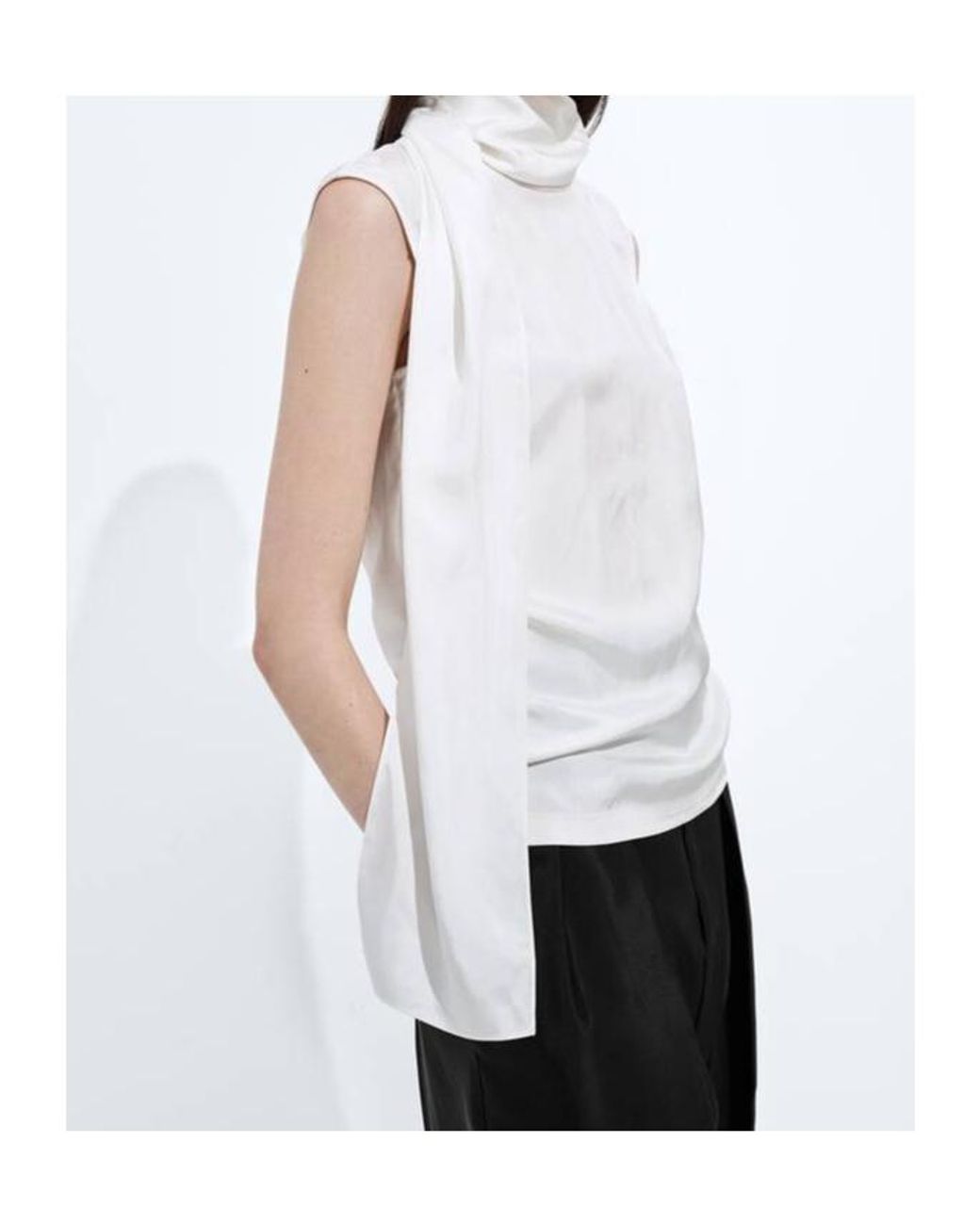 Bottega Veneta White Stretch Satin Top