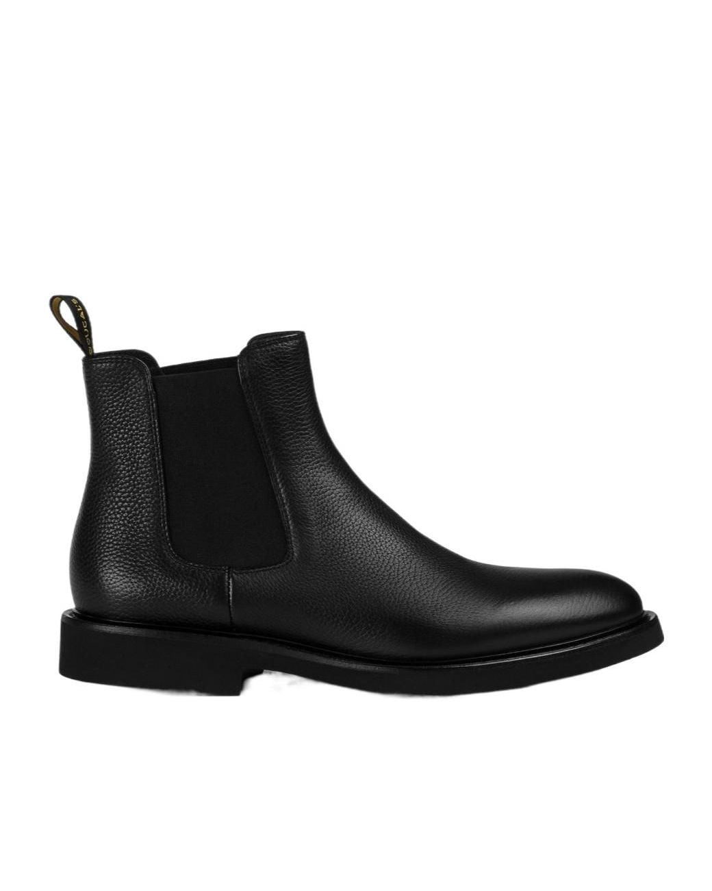 Doucal's Black Genouf Textured Chelsea Boots for men