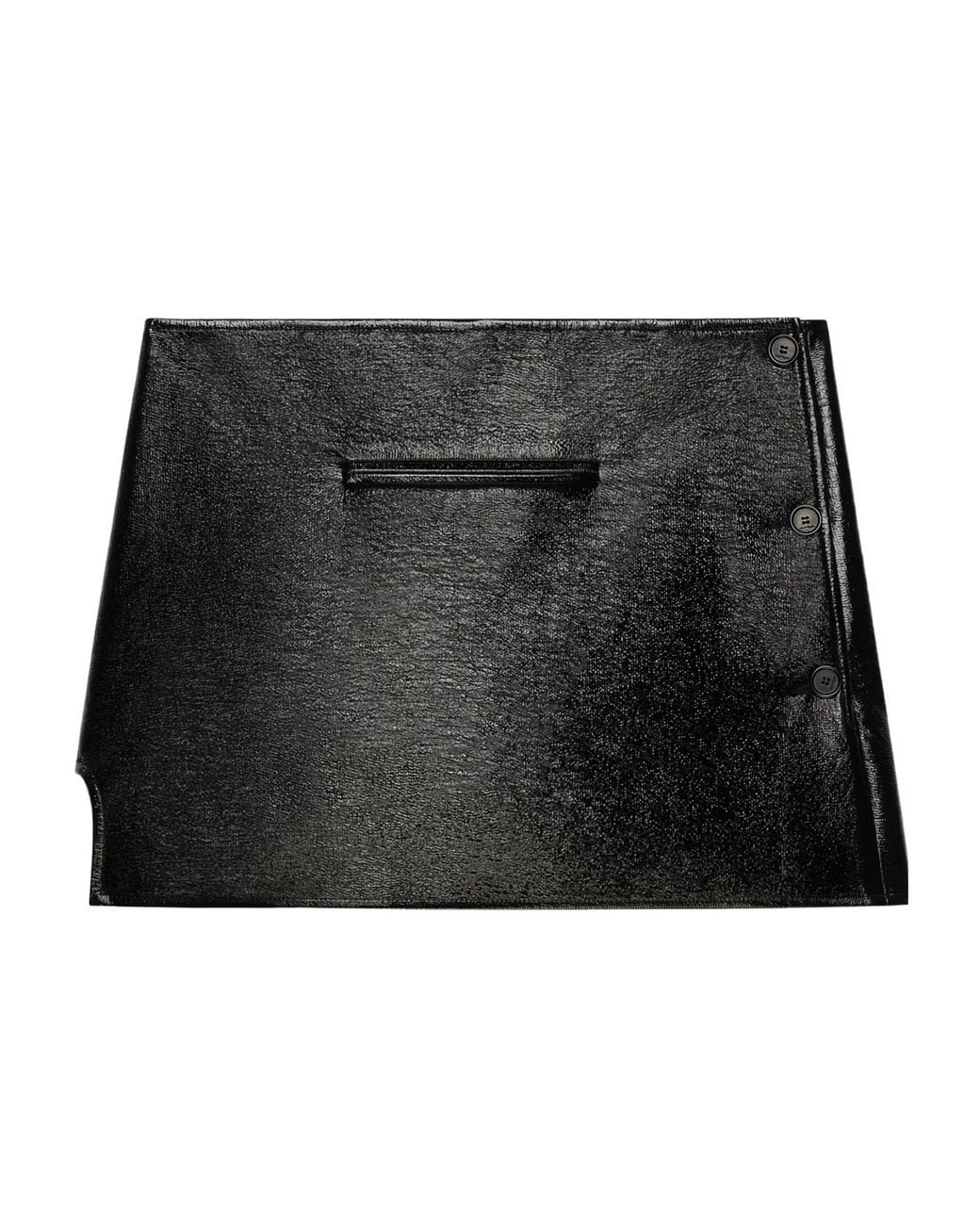 Courreges Black Oblique Vinyl Mini Skirt