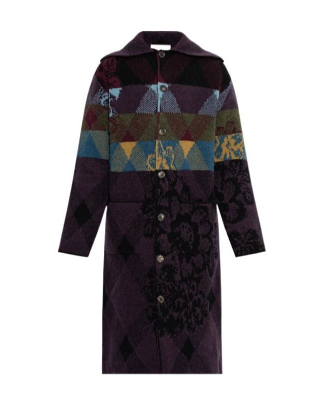 Dries Van Noten Black Patchwork Wool Cardigan for men