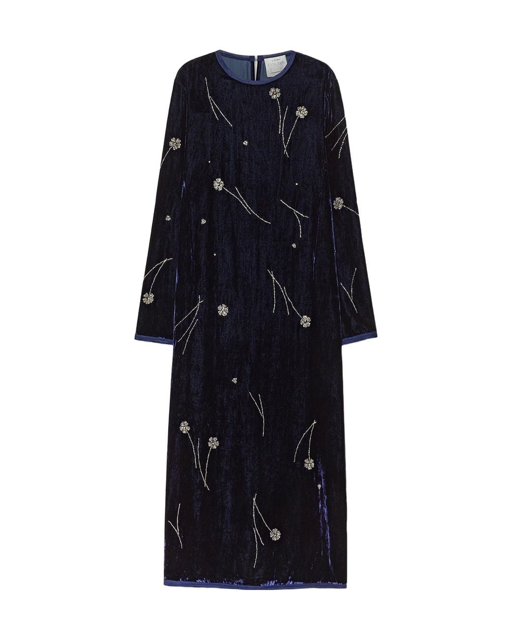 Forte_forte Blue Fleurs D'Orient Velvet Midi Dress