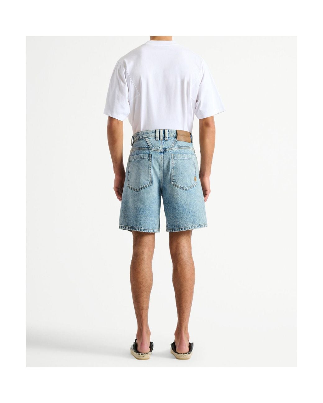 Balmain Blue Light Denim Bermuda Shorts for men