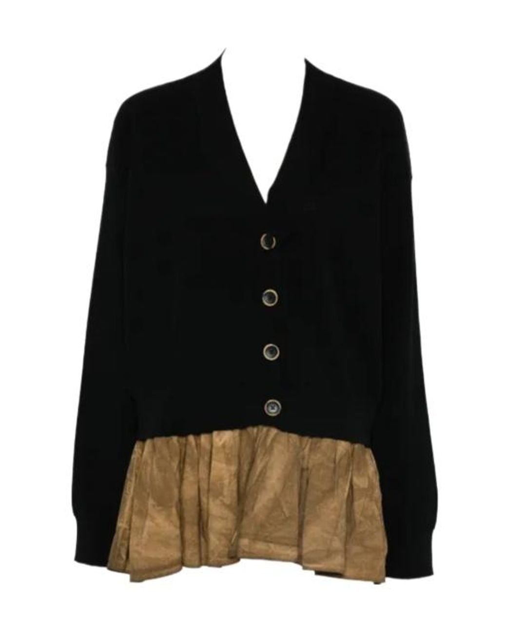 Uma Wang Black Ruffle-Detail Cardigan