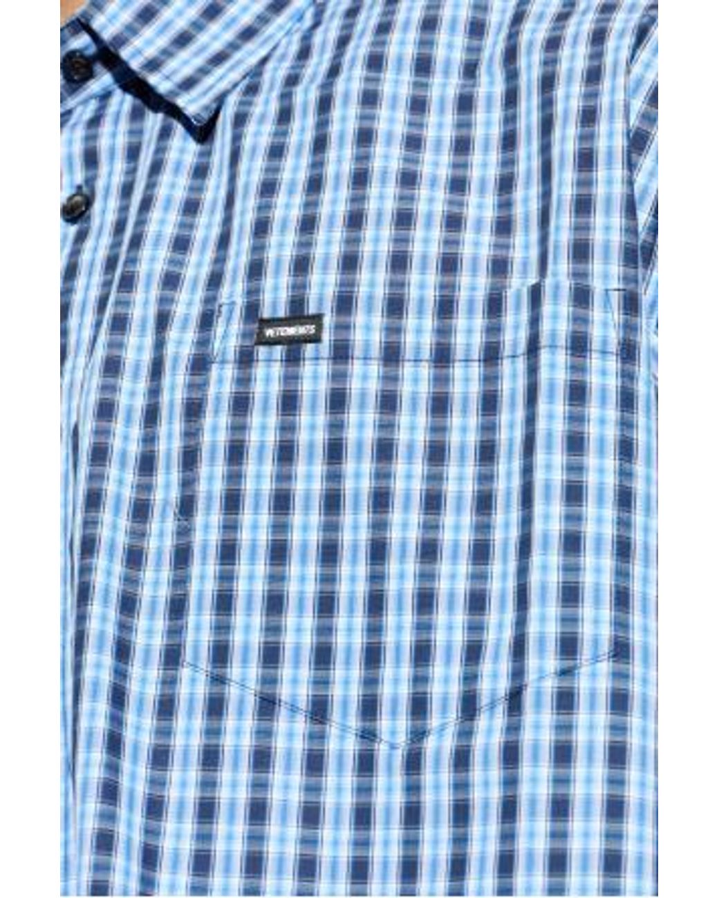 Vetements Blue Logo Patch Checked Short-Sleeve Shirt for men