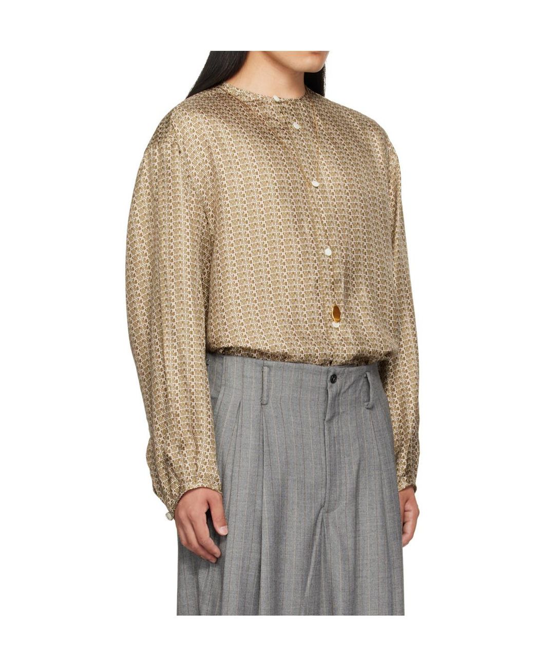 Hed Mayner Gray Printed Shirt for men