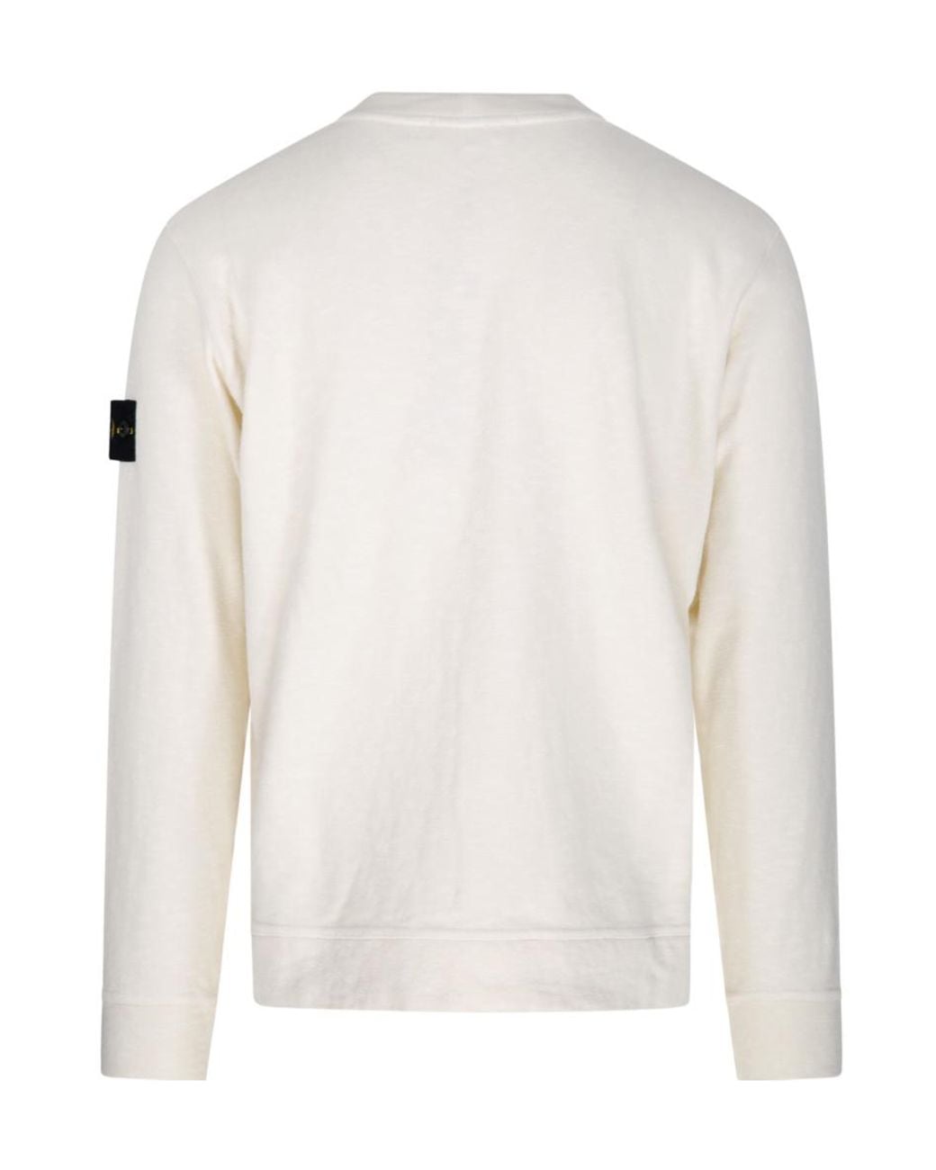 Stone Island White Logo Patch Crewneck Sweatshirt for men