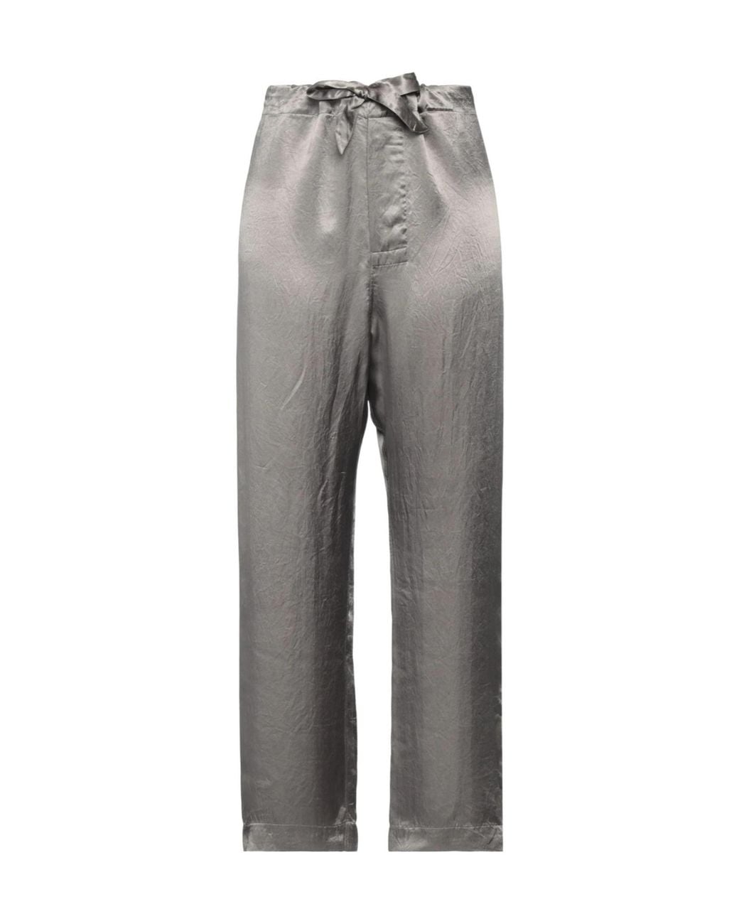 Maison Margiela Gray Solid-Colored Satin Trousers