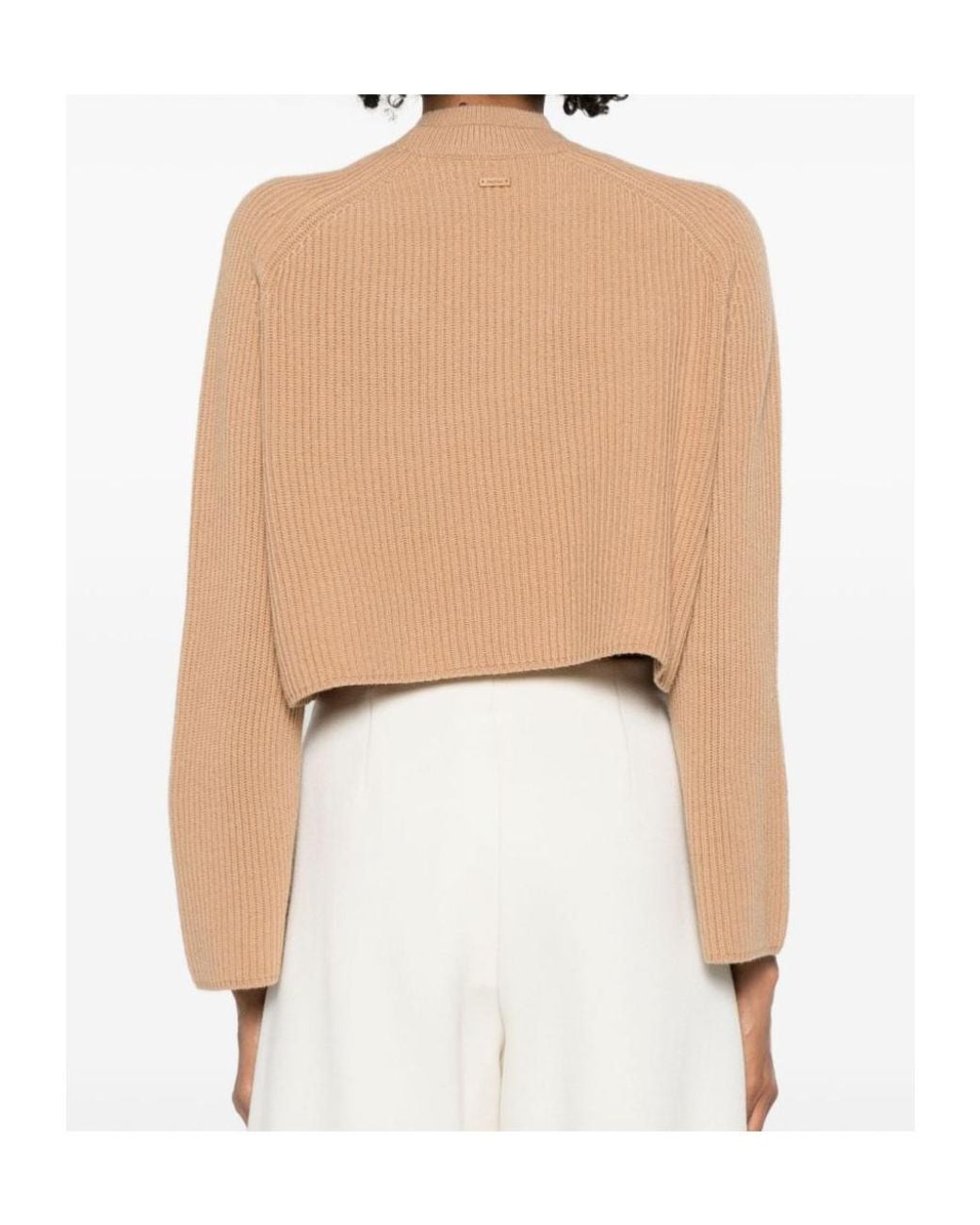 Max Mara Natural Long-Sleeve Knit Top