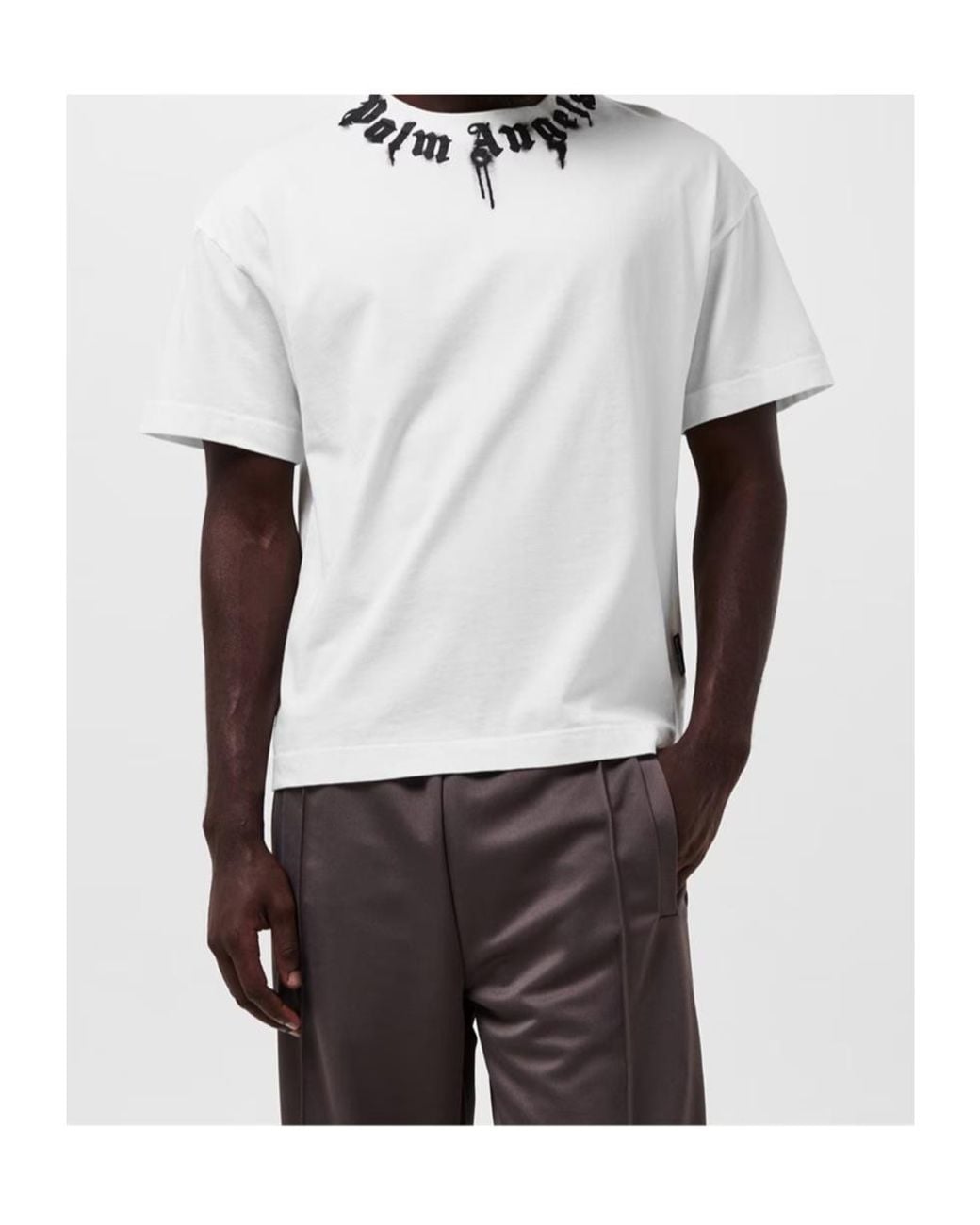 Palm Angels White Logo Short-Sleeved T-Shirt for men