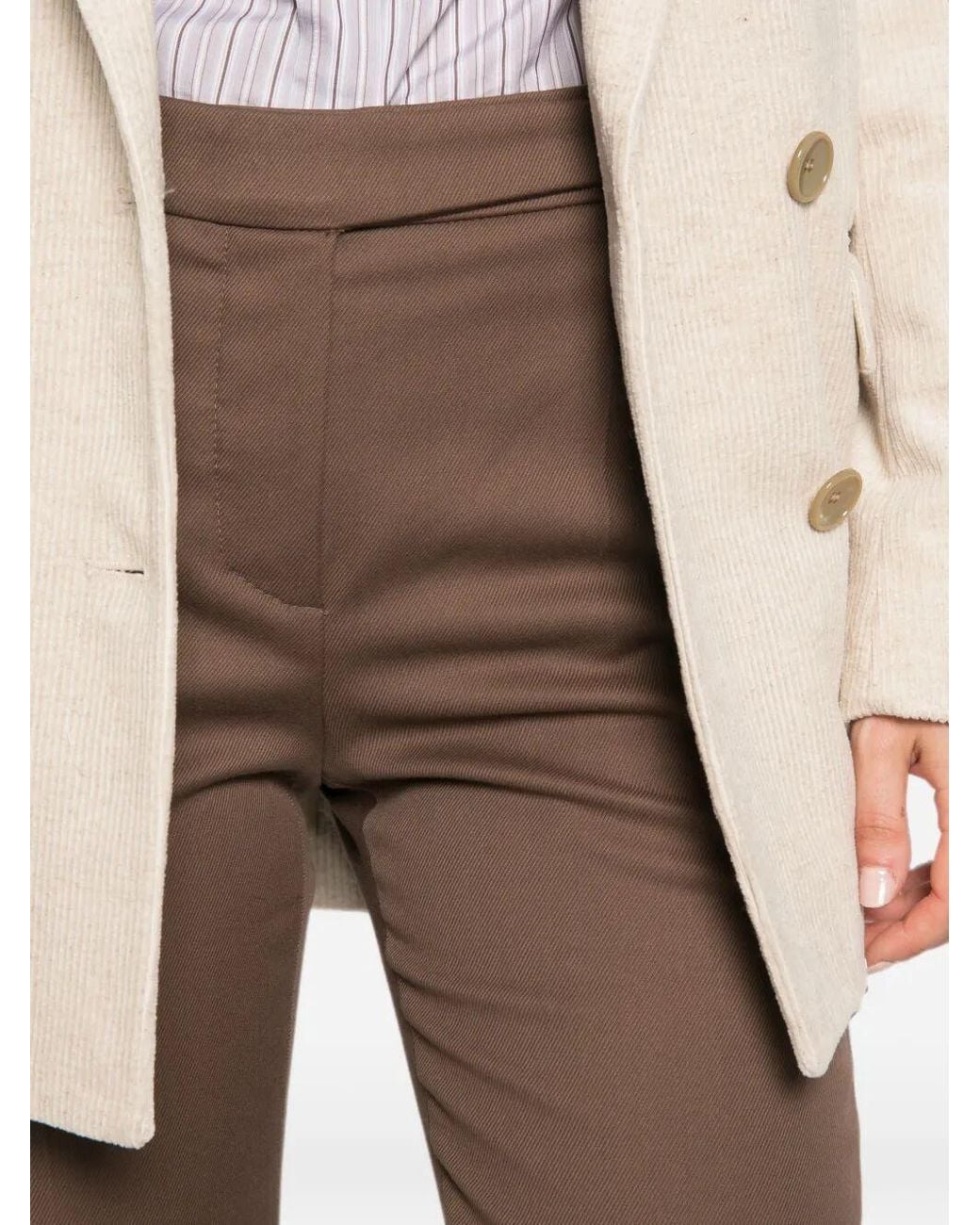 Brunello Cucinelli Brown Belt-Loops Cropped Trousers