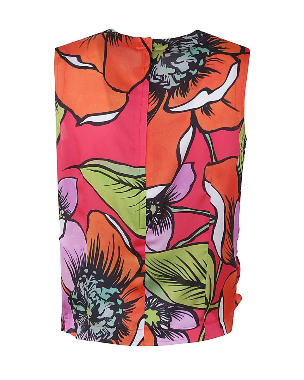 Comme des Garçons Red Floral Pattern Round Collar Vest