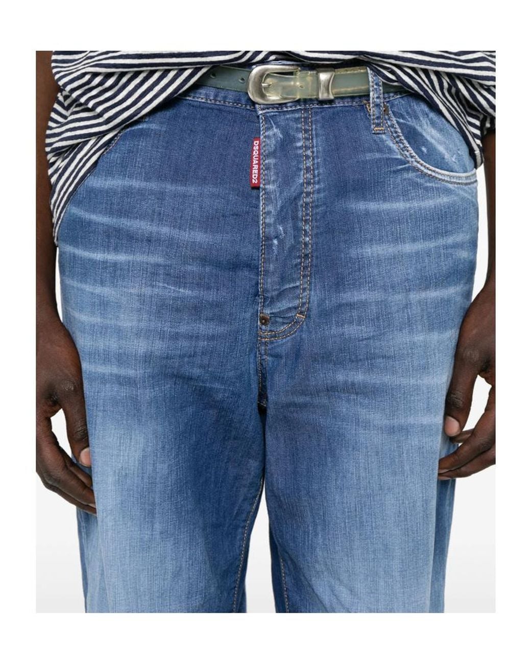 DSquared² Blue Summer Lovers Medium Wash Loose Jeans for men