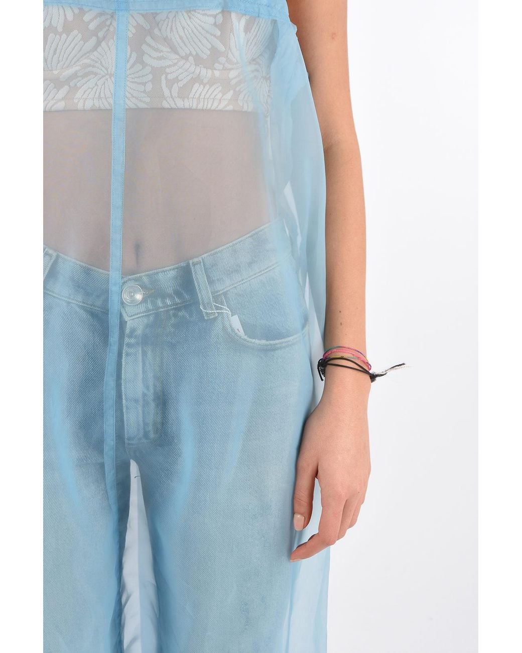 Maison Margiela Blue Sheer Sleeveless Midi Day Dress