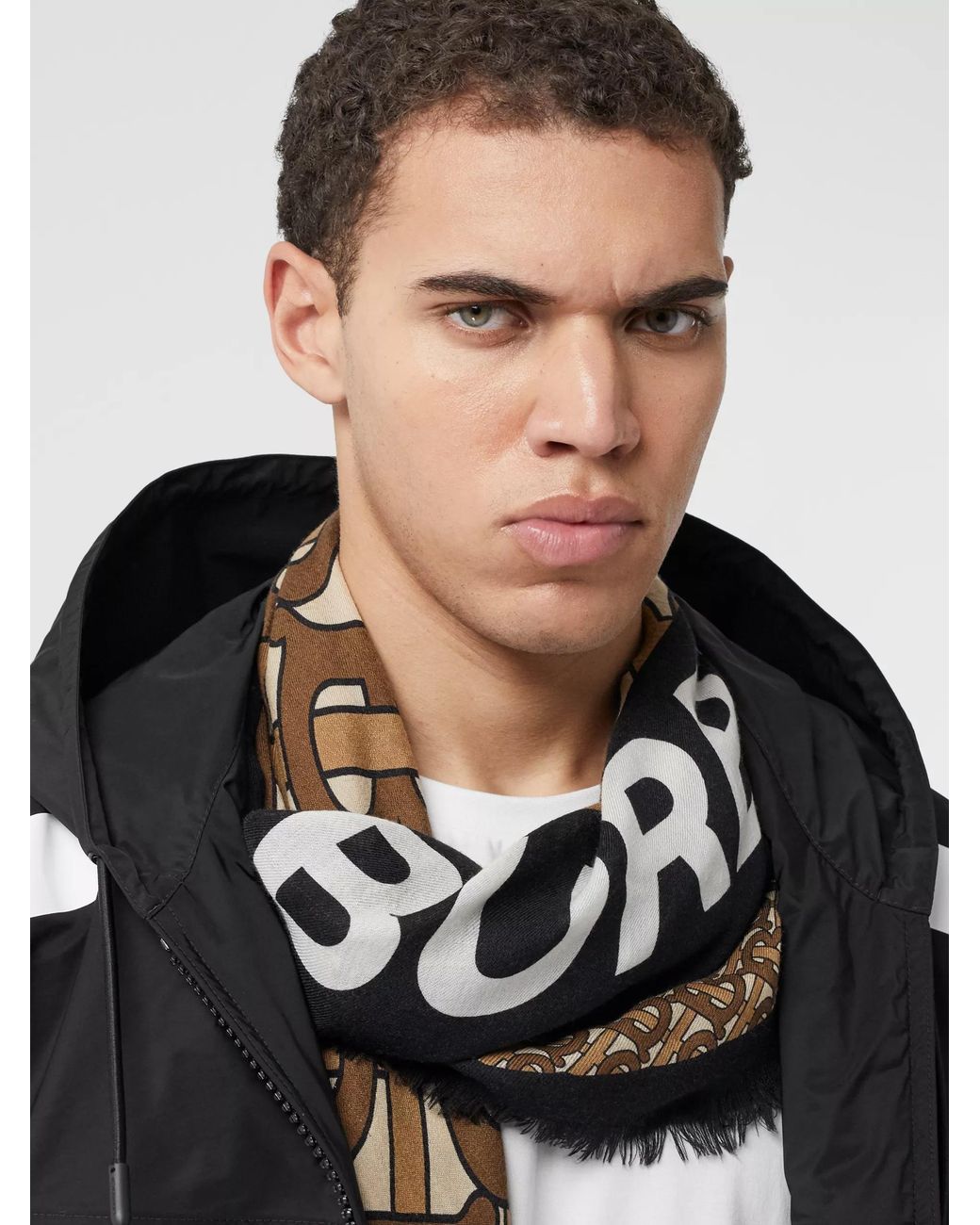 Burberry Metallic Monogram-Print Scarf for men
