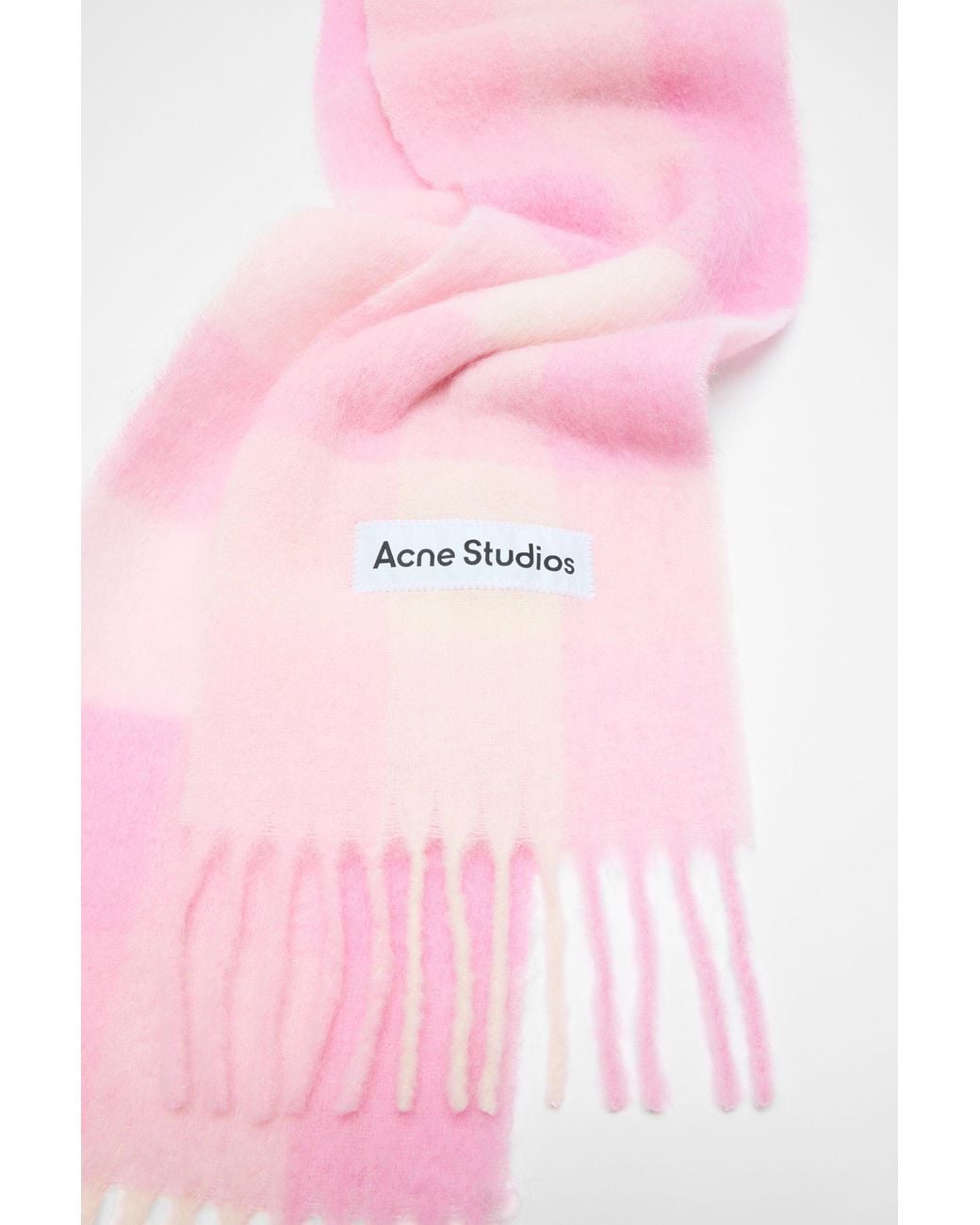 Acne Pink Logo Patch Checked Scarf for men
