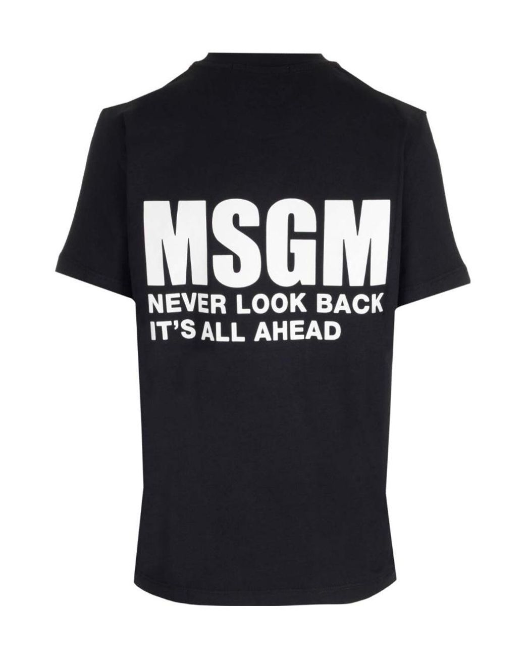 MSGM Black Logo Printed Crewneck T-Shirt