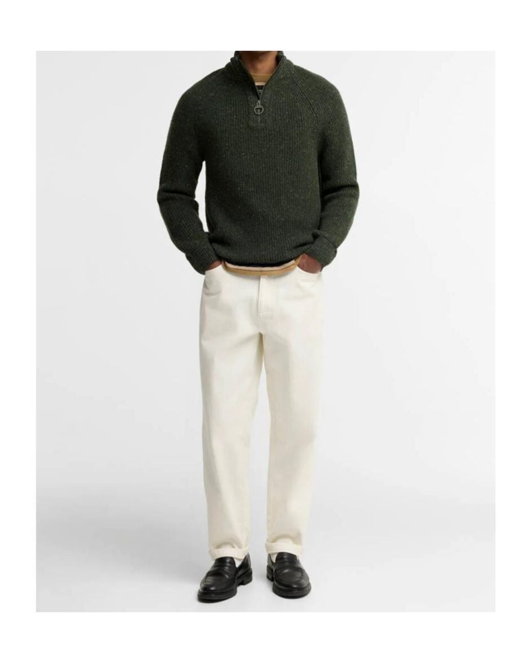 Barbour Green Essentials Fleck Wool Half-Zip Pullover for men