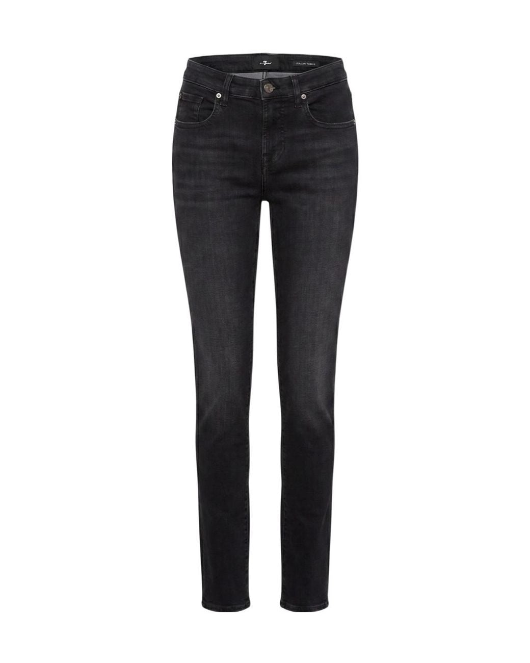 7 For All Mankind Black Faded-Effect Button-Fastening Jeans