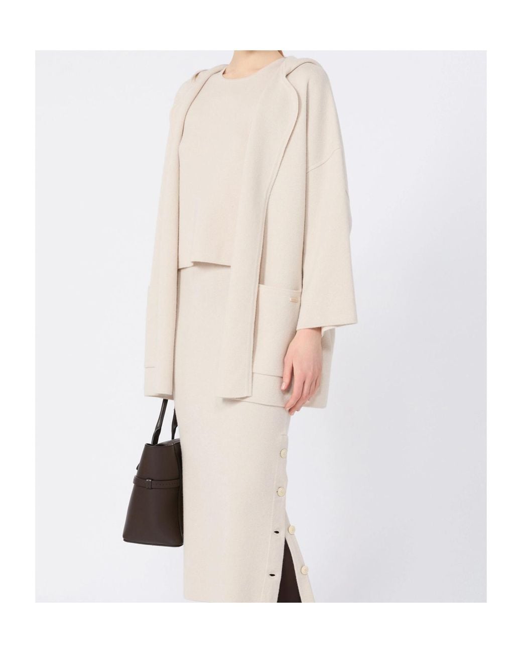 Max Mara Natural Wool And Cashmere Hooded Cardigan