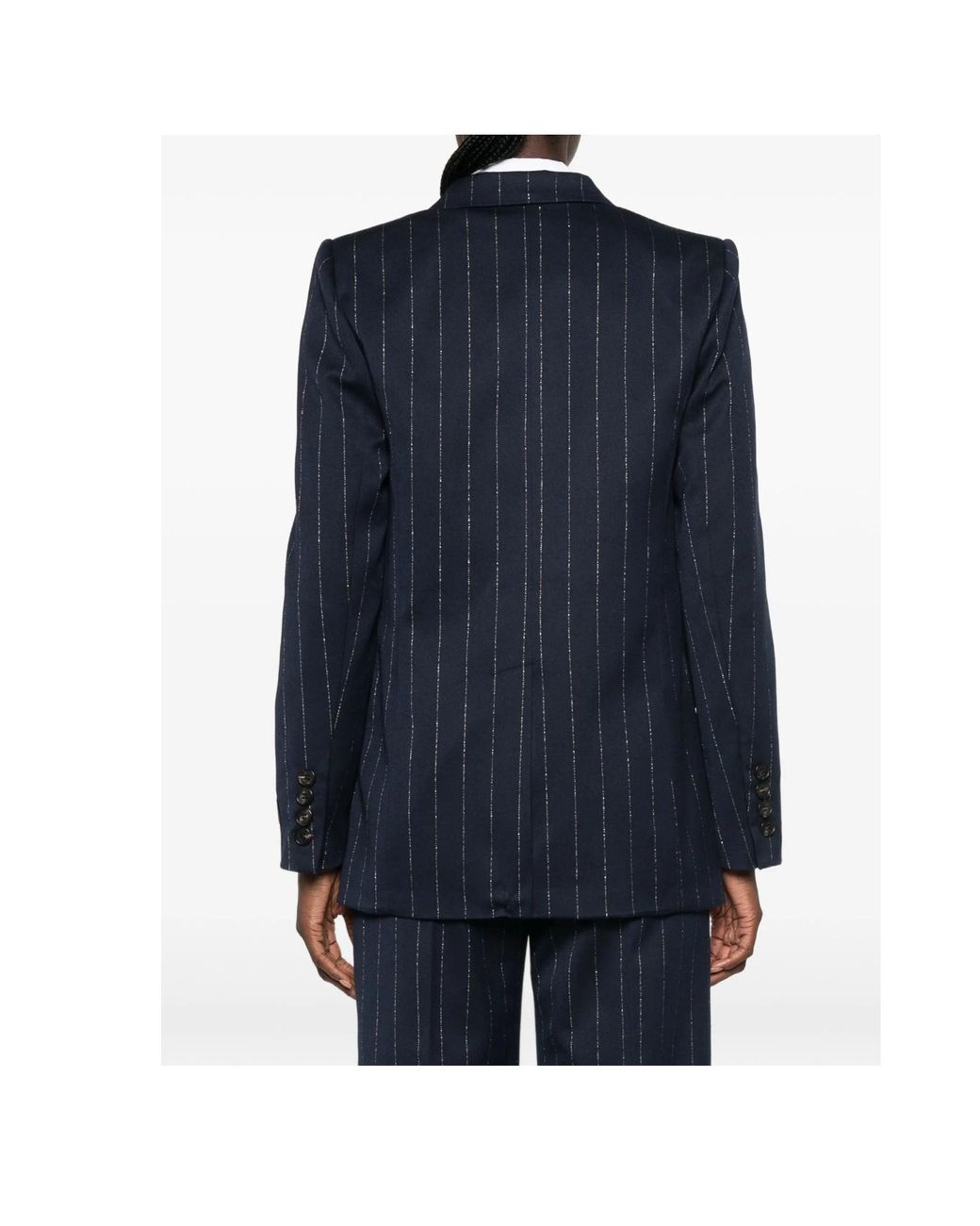 ERMANNO FIRENZE Blue Pinstriped Double-Breasted Blazer