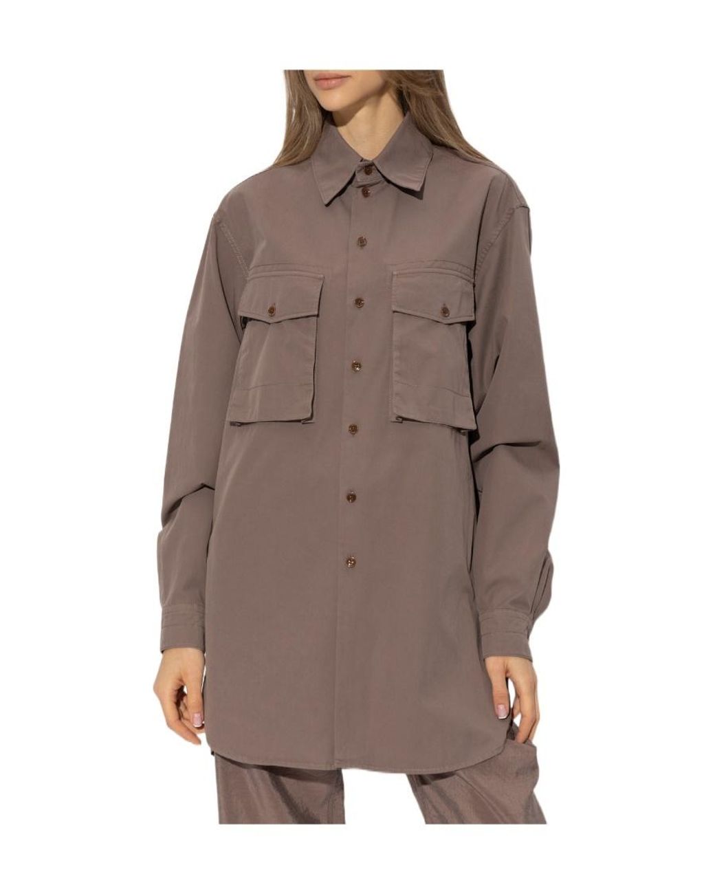 Lemaire Brown Long-Sleeved Buttoned Shirt for men