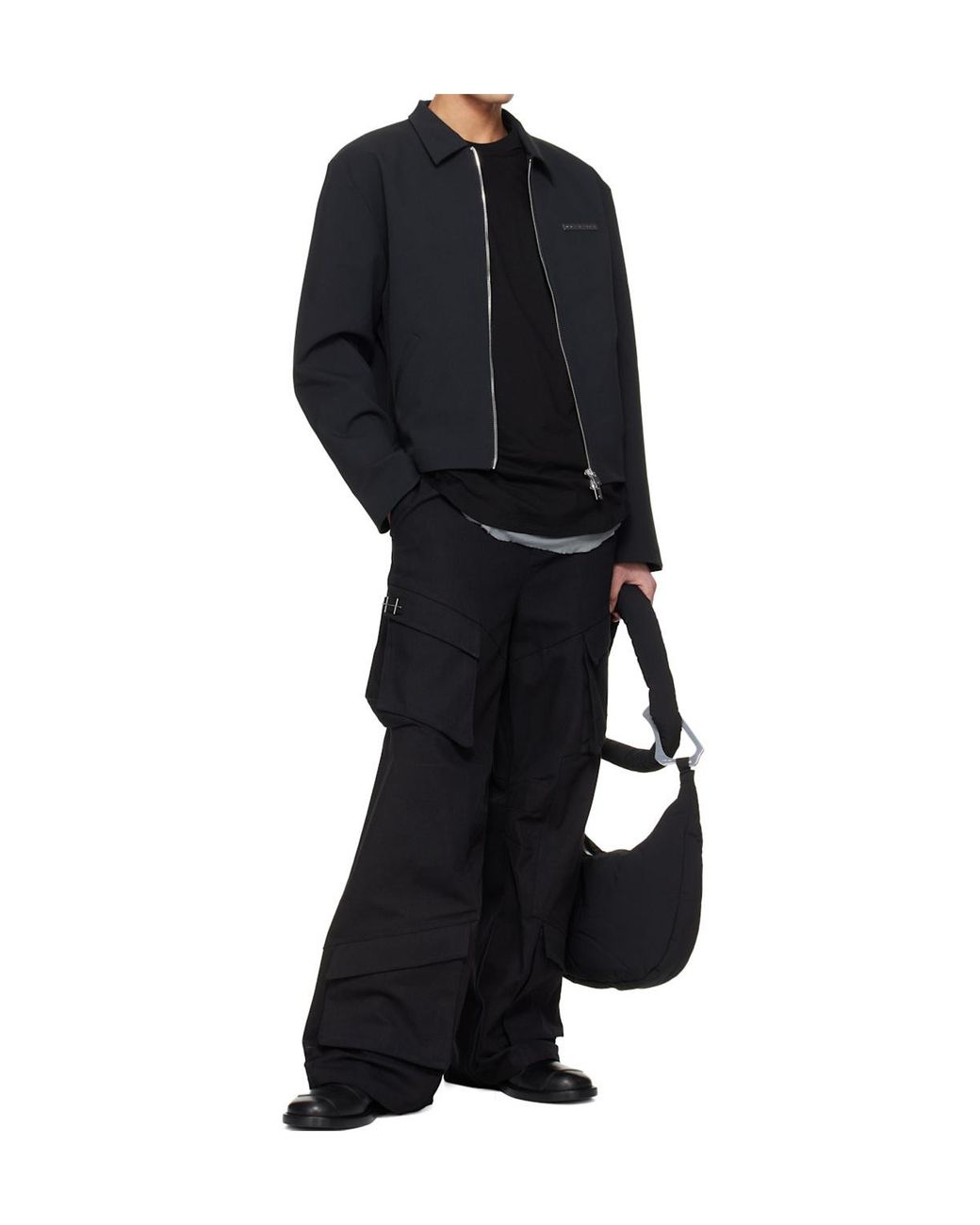 HELIOT EMIL Black Attache Zipper Shoulder Bag for men