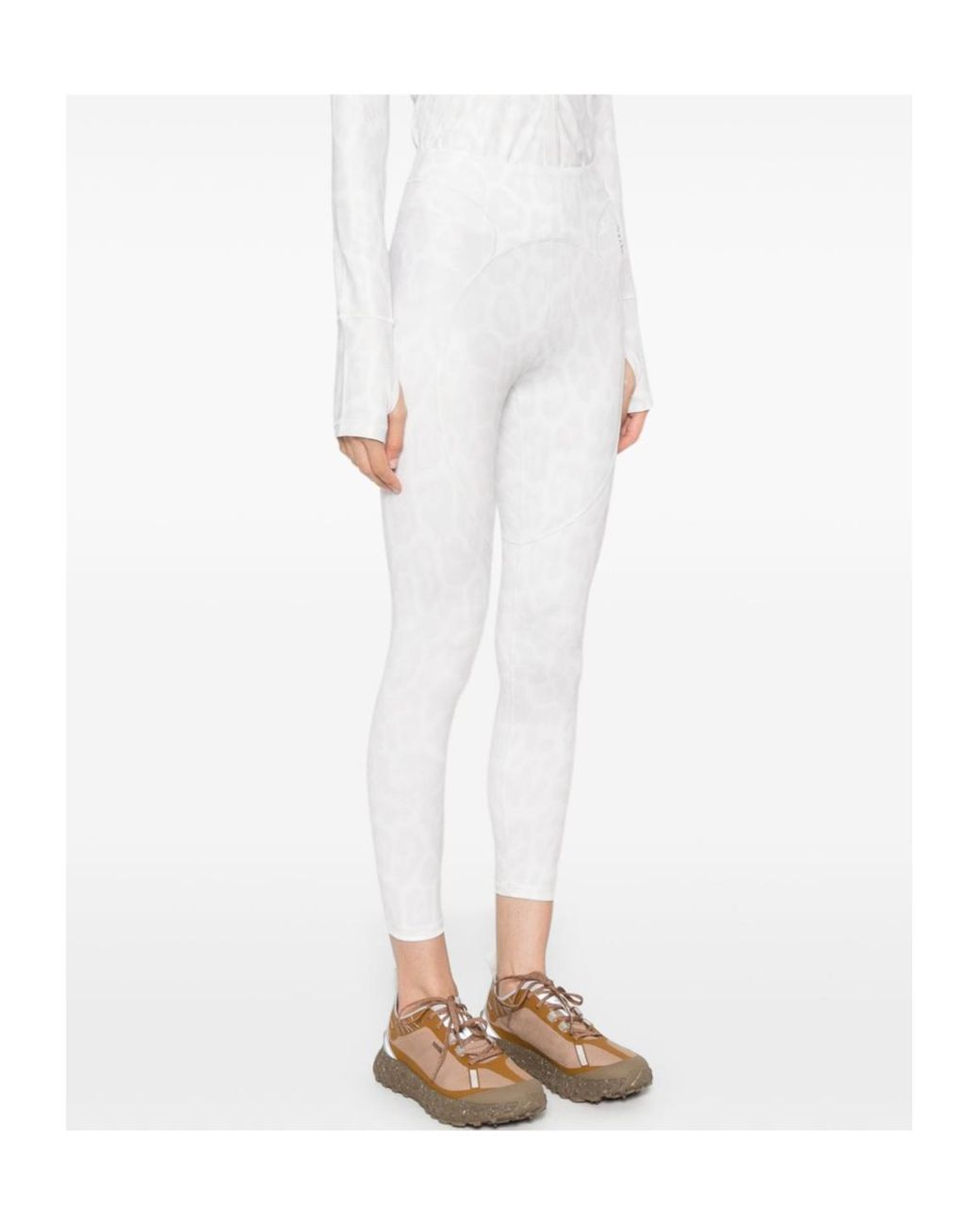 Adidas By Stella McCartney White Leopard-Print Leggings