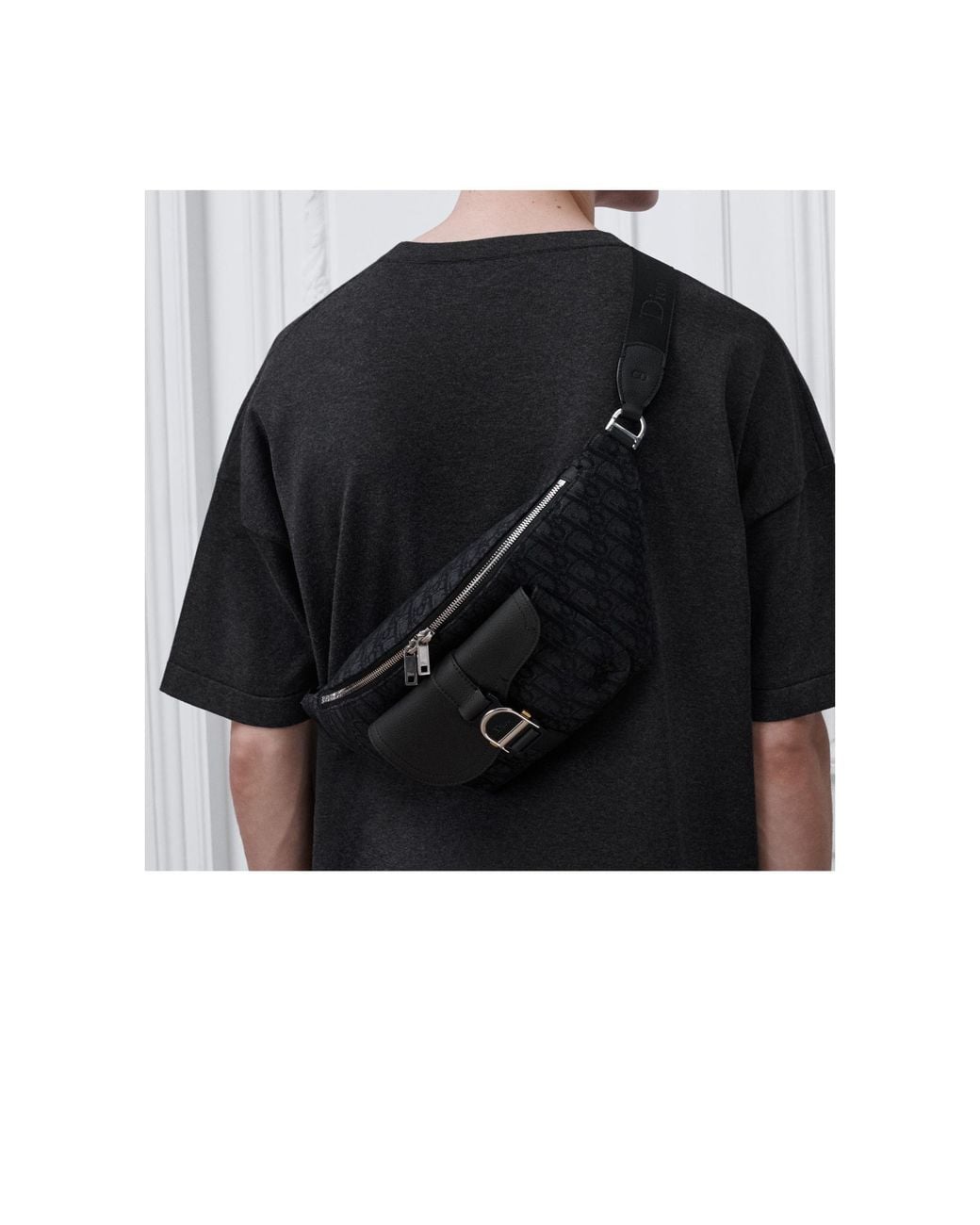 Dior Black Saddle Heritage Belt Bag for men