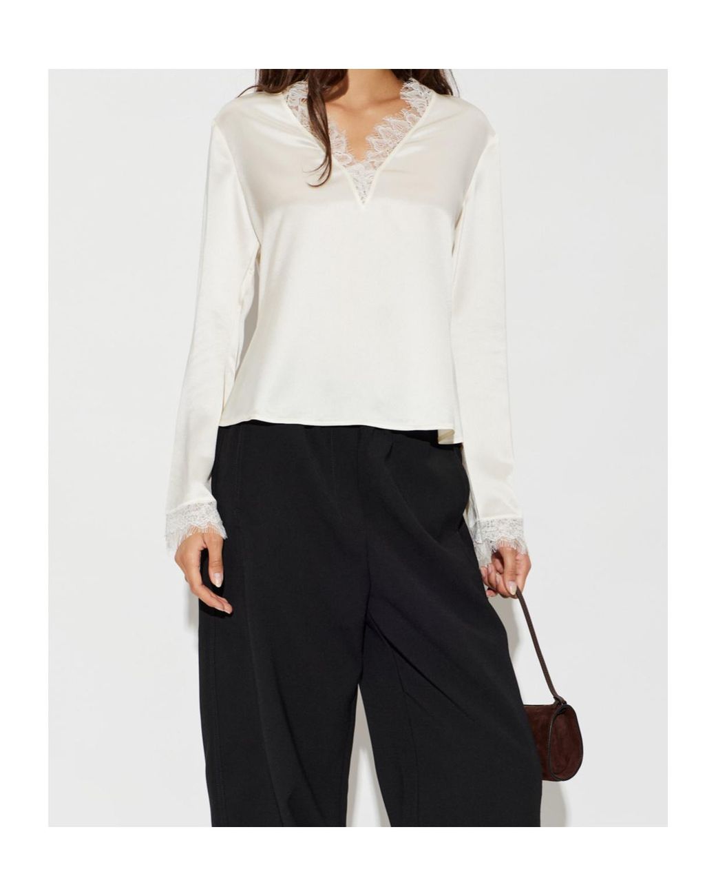 Ganni White Lace-Trim Top