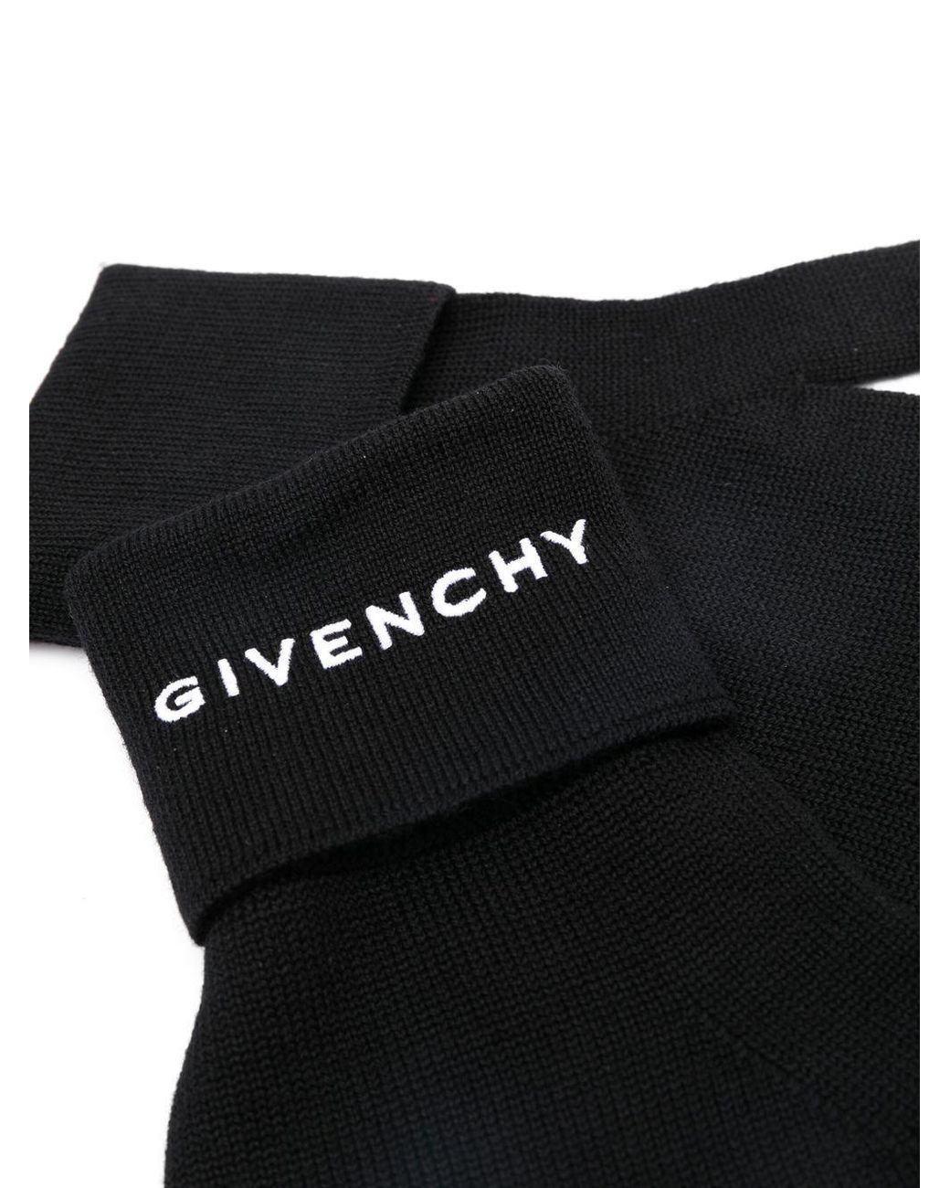 Givenchy Black 4G Wool Knit Gloves for men