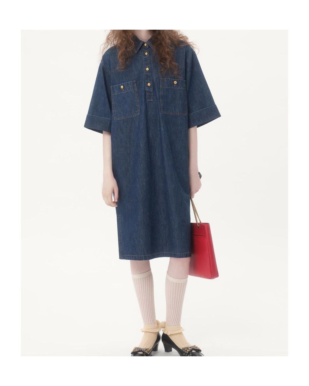 Valentino Blue Collared Short-Sleeve Denim Shirt Dress