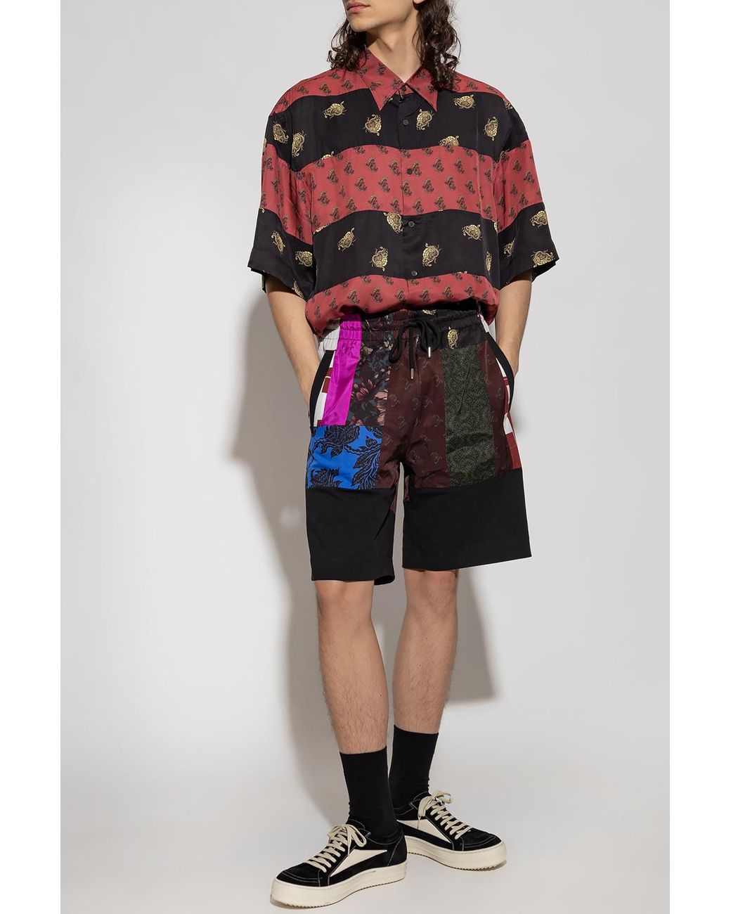 Dries Van Noten Red Graphic Printed Striped Shirt for men