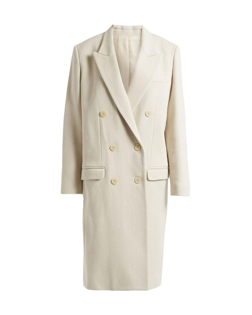 Isabel Marant Natural Solid Color Double-Breasted Coat