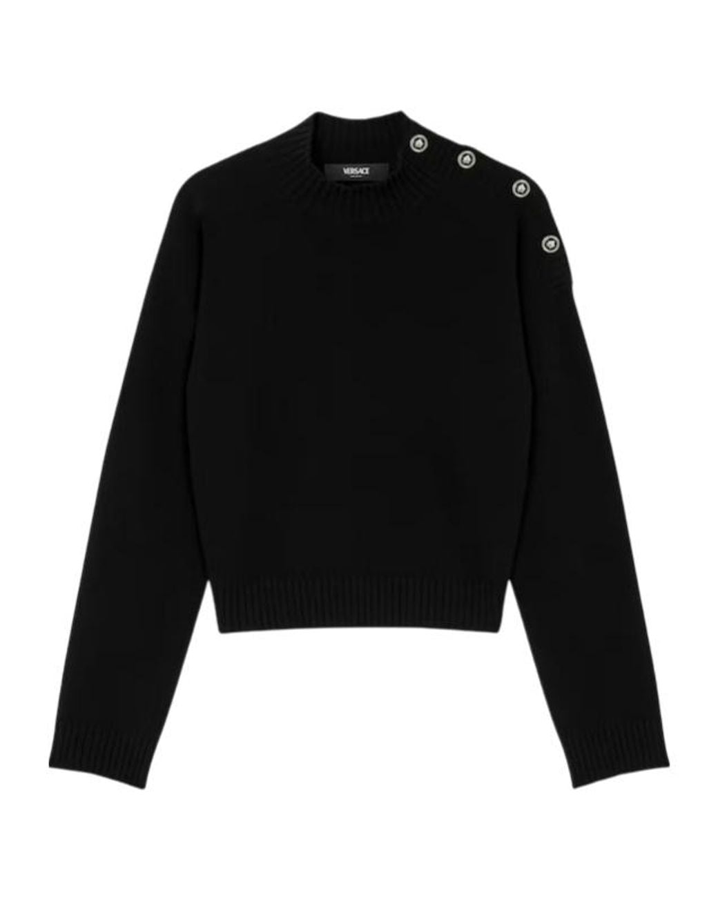 Versace Black Stand-Up Neck Knitted Jumper