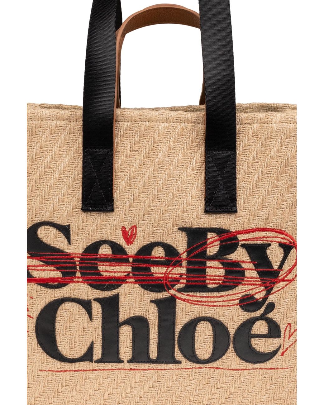 See By Chloé Natural See By Chloé Logo Patch Straw Tote Bag