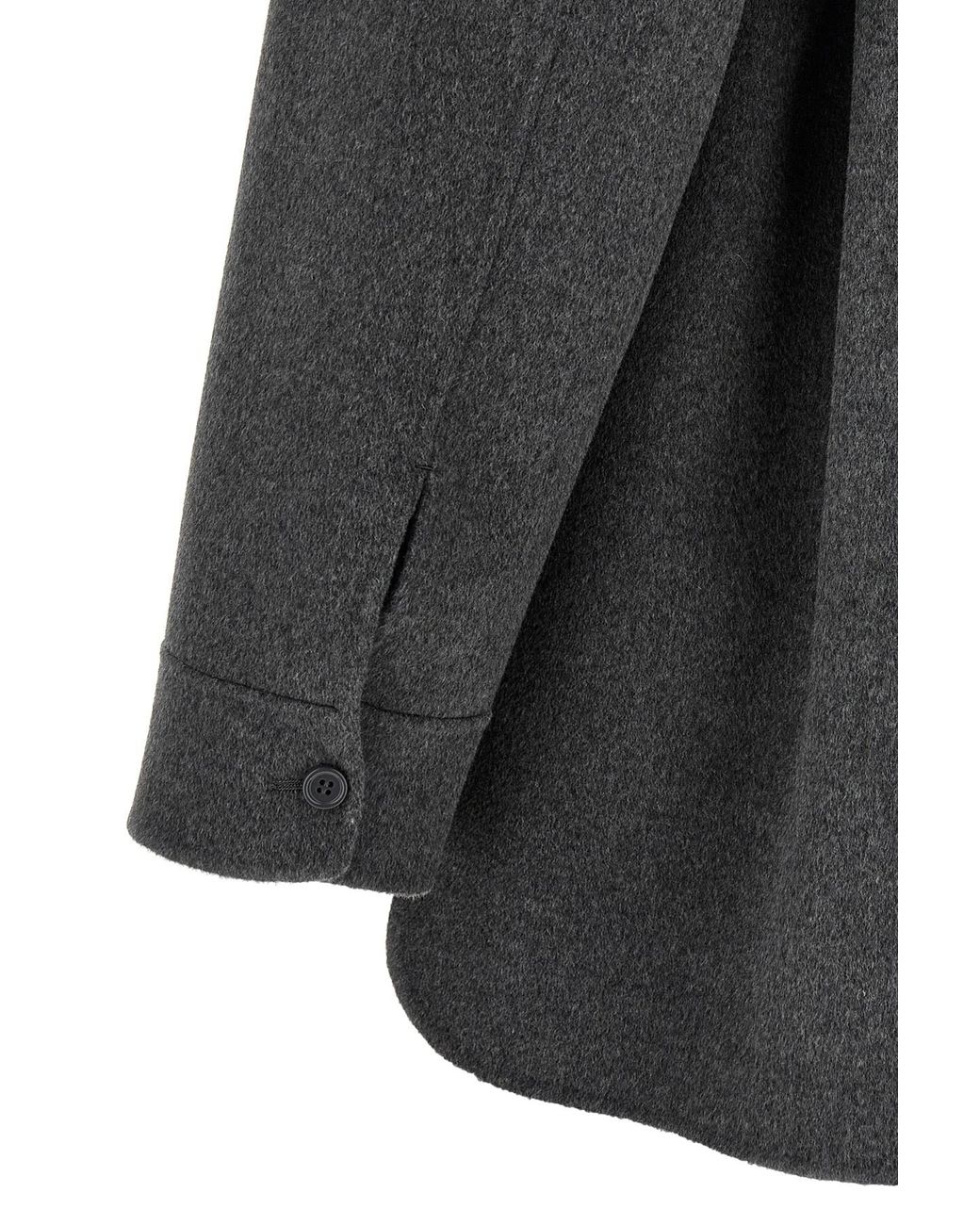 Max Mara Gray 'S Crewneck Button-Up Coat