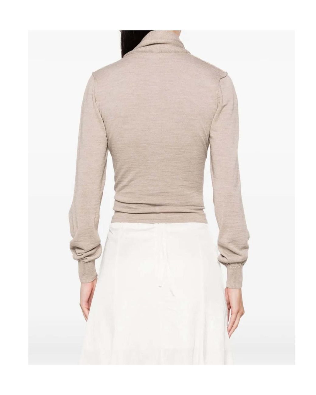 Lemaire Natural Scarf Detailed Buttoned Knitted Cardigan