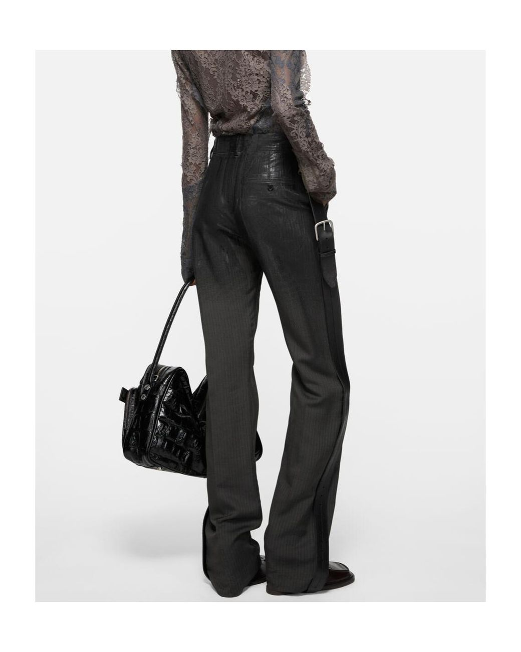Acne Gray Buckle-Detail Trousers