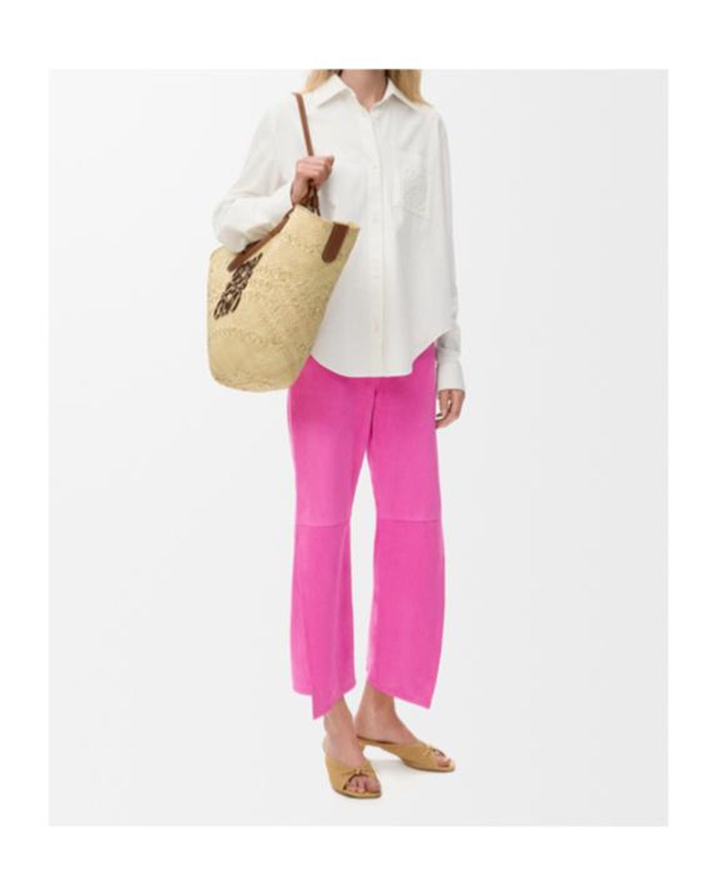 Loewe White Anagram Crochet Embroidered Shirt