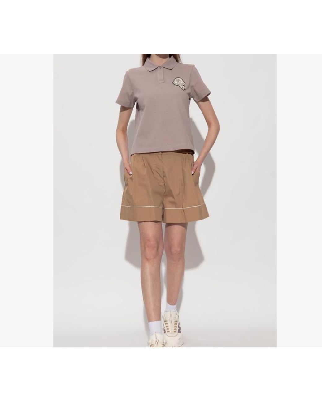 Moncler Gray Logo Patch Short Sleeved Polo Shirt