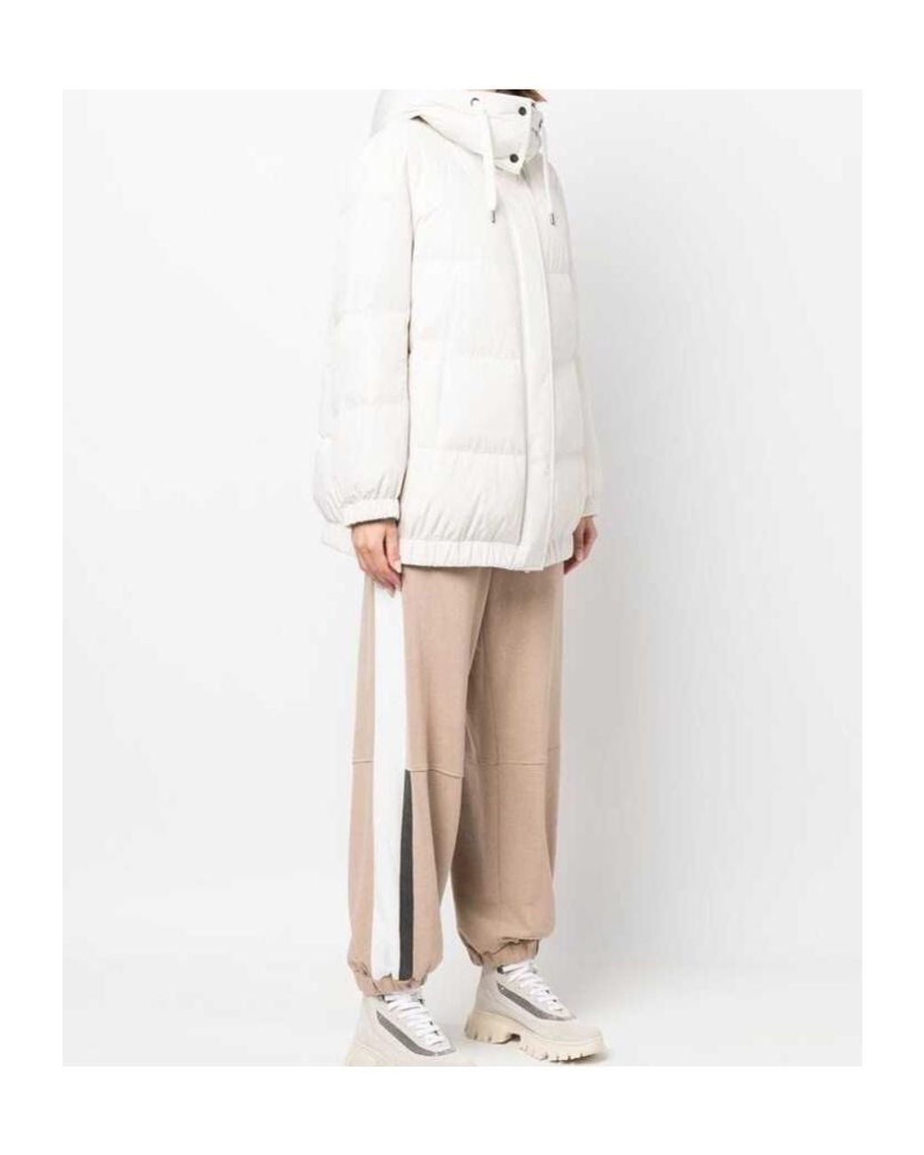 Brunello Cucinelli White Rhinestone-Embellished Padded Jacket