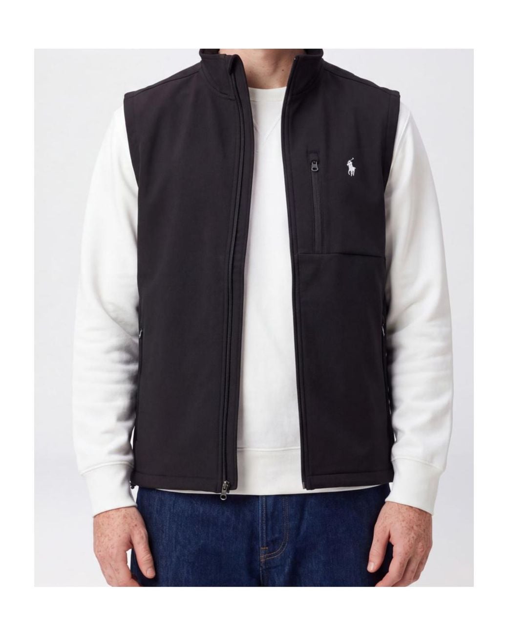 Ralph Lauren Black Zip-Front Sleeveless Jacket for men