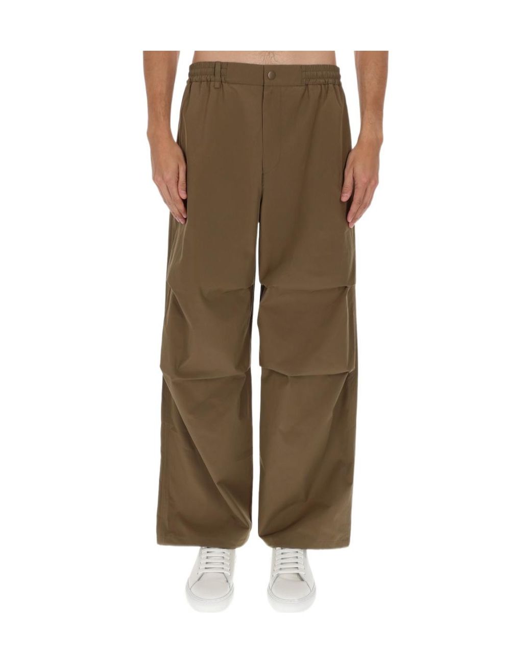 A.P.C. Green Wide Leg Elasticated Waistband Trousers for men