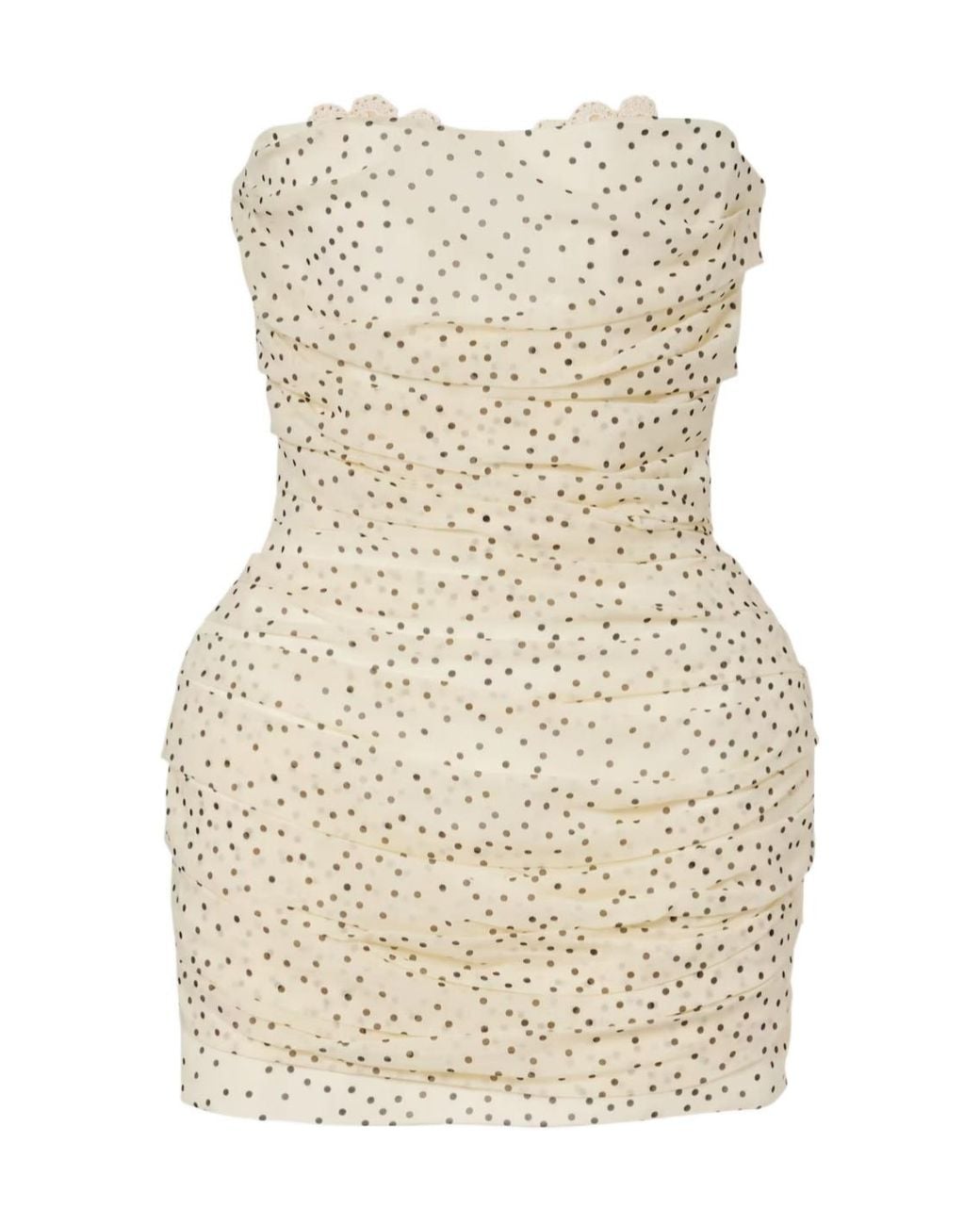 Magda Butrym Natural Polka-Dots Ruched Silk-Blend Minidress