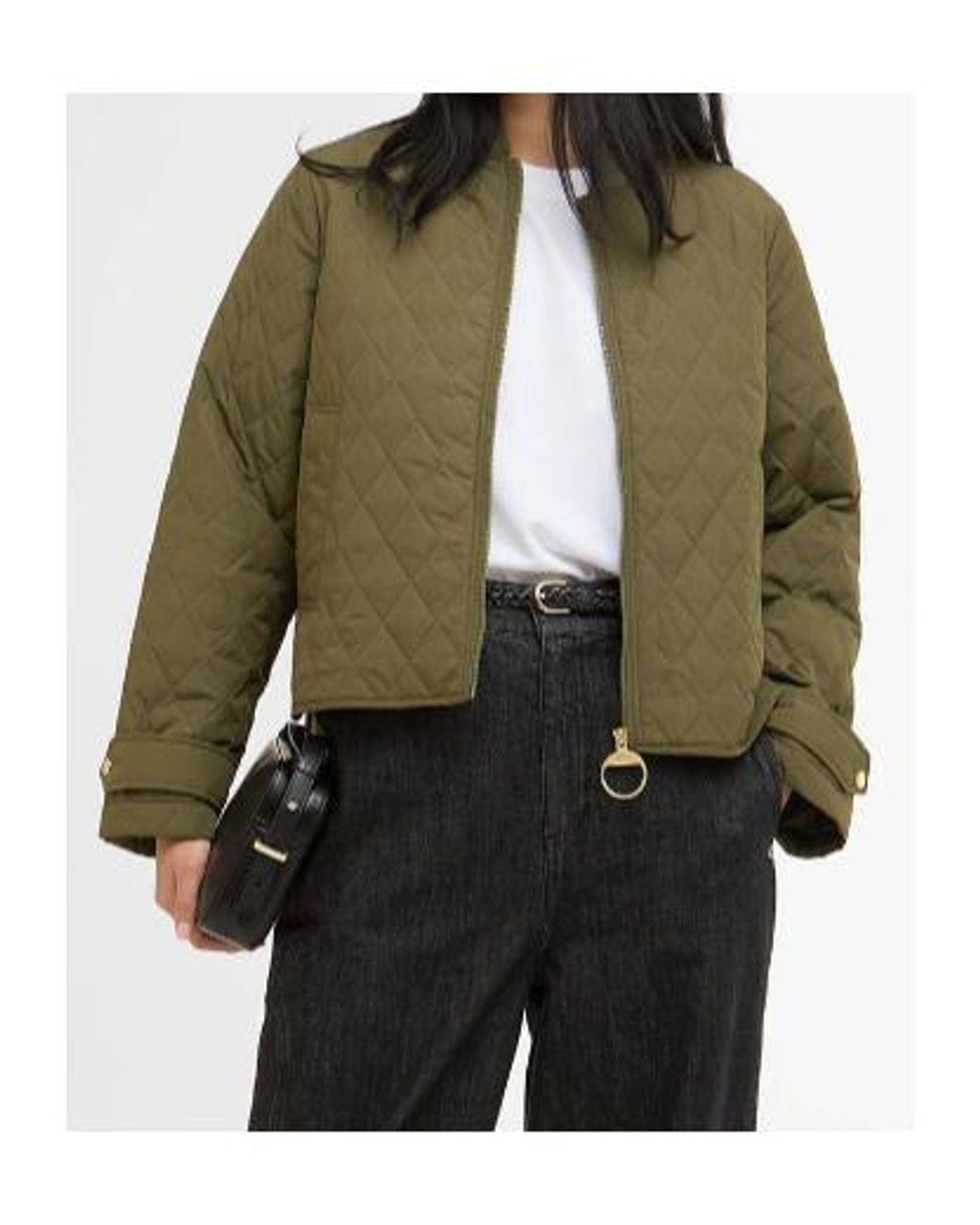 Barbour Green Diamond-Quilted Zip Jacket