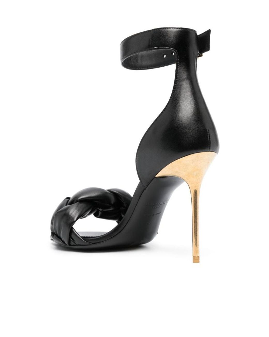 Balmain Black Logo-Plaque Open-Toe Sandals