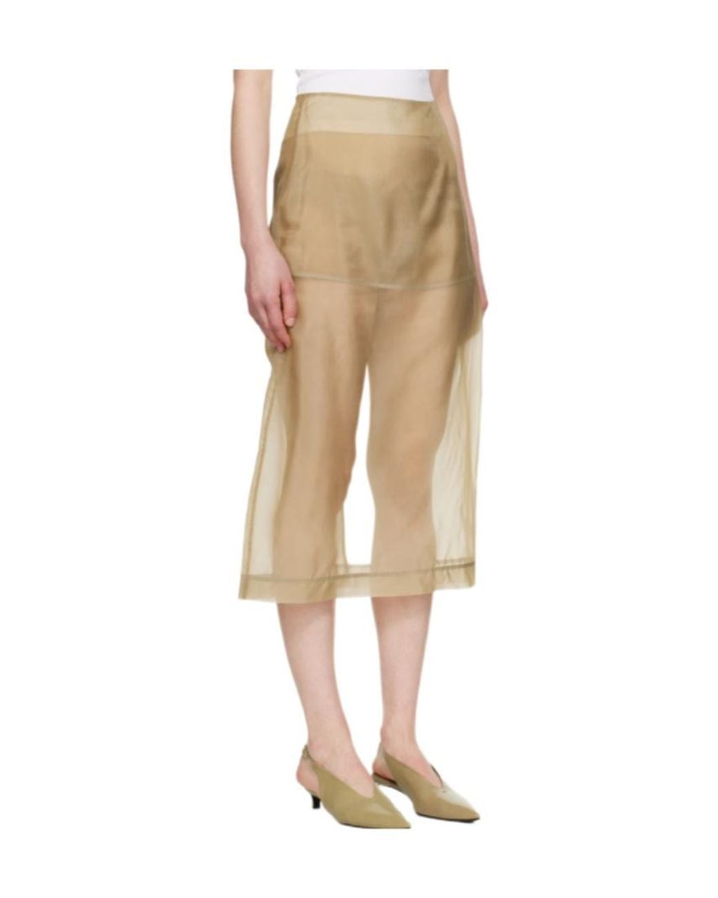 Frankie Shop Natural Peri Sheer Midi Skirt