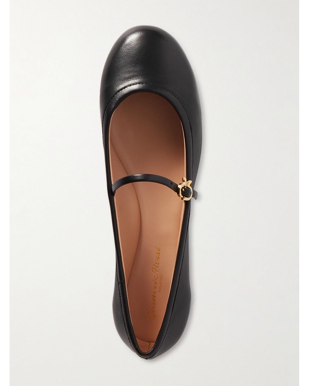 Gianvito Rossi Black Carla Leather Mary Jane Ballet Flats